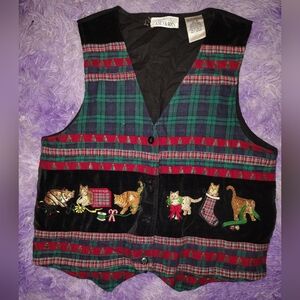 Vintage Casey & Max Cat Embroidered Vest